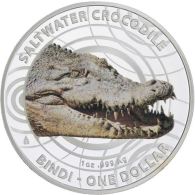 Australien-1Dollar-2013-AGpp-Krokodil Bindi-Farbe-lose-RS