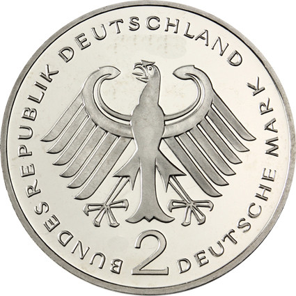 J.459  2 DM-Gedenkmünzen Willy Brandt 1997 