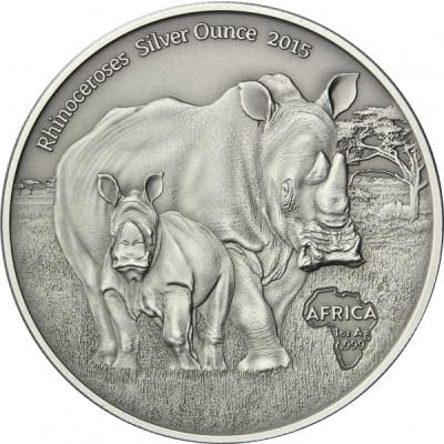 Kongo 1 Oz Silber 2015 Nashörner Münze 