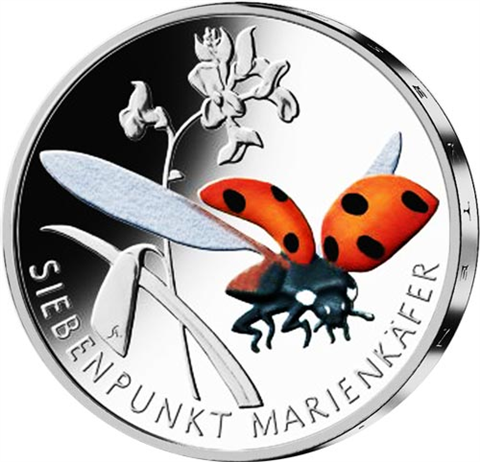 Deutschland-5Euro-2023-Wunderwelt-Insekten-Marienkäfer-RS