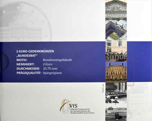 Deutschland 5 x 2 Euro 2019 PP Bundesrat Mzz. A - J im Folder