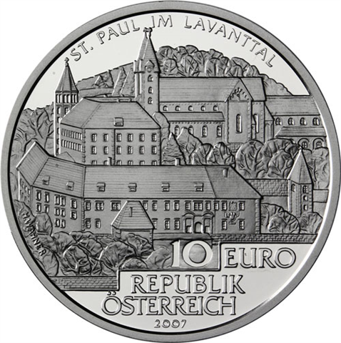 Österreich-10-Euro-2007-Silber-HGH-St-Paul-im-Lavanttal-Folder