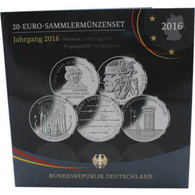 Deutschland-5x20 Euro-2016-AGpp-Komplett Set-Folder