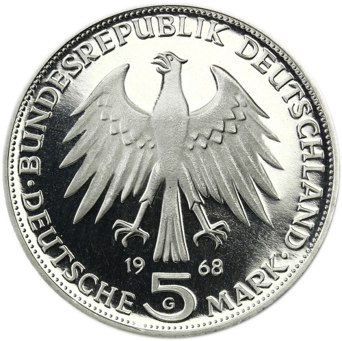 Deutschland 5 DM Silber 1968 PP Johannes Gutenberg 