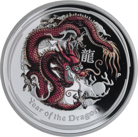 Australien-1 Dollar-2012-AGpp-Lunar II Drache-Farbe-RS