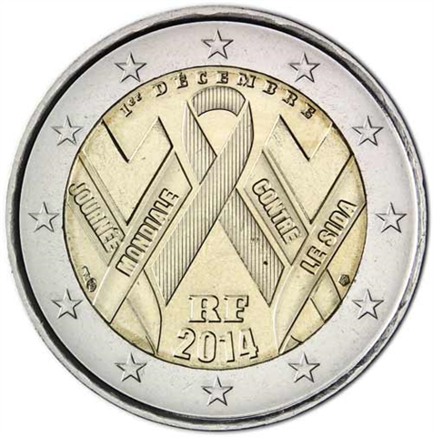 Frankreich-2Euro-2014-bfr-WeltAidsTag-RS