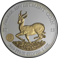 Gabun-1000 Francs-2012-AGstgl-vergoldet-Springbock-RS