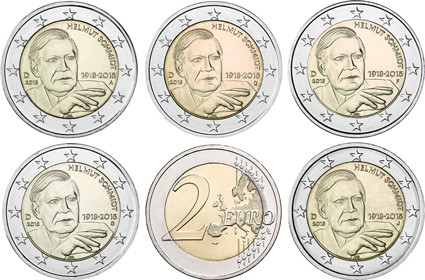 Gedenkmünzen 2 Euro 2018 Helmut Schmidt 