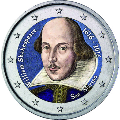 San Marino 2 Euro 2016   400. Todestag von William Shakespeare in  Farbe 