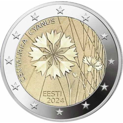 Estland-2Euro-2024-Nationalblume-Kornblume-RS