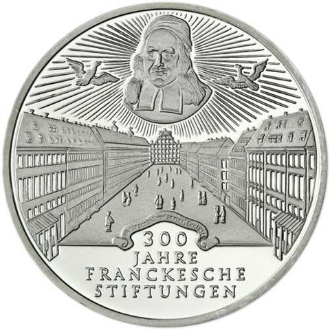 Deutschland 10 DM Silber 1998 Stgl. 300 Jahre Frankische Stiftungen I