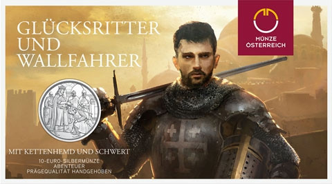 10 Euro Silbermünzen 2019 Serie Mit Kettenhemd und Schwert - Abenteuer Österreich 2019 im Folder bestellen 