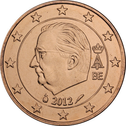 Euromuenze aus Belgien  2 Cent 2012 mit  Koenig Albert II