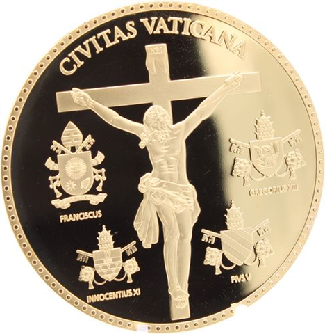 Vatikan-1xMedaille-2014-CUpp-Gregor XIII-Farbe Vergoldet-RS