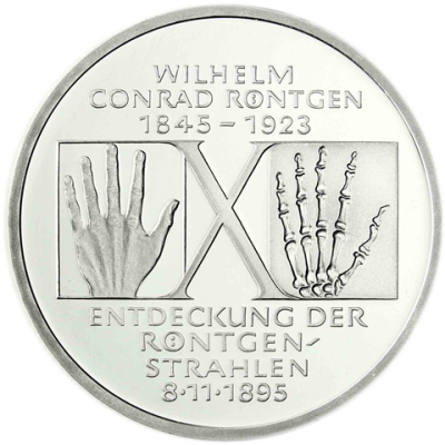 Deutschland 10 DM Silber 1995 Stgl. Wilhelm Korad Röntgen I