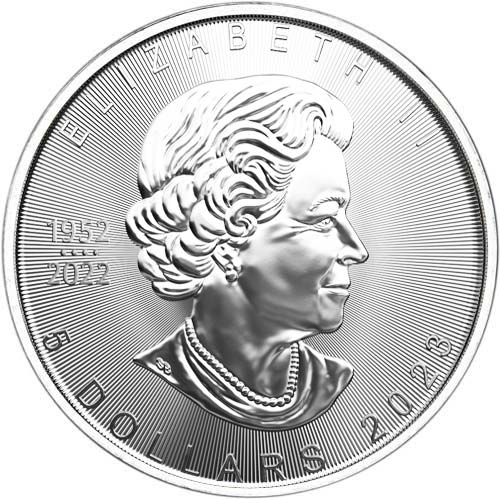 Das letzte Bildnis von Queen Elisabeth auf dem Maple Leaf Silber