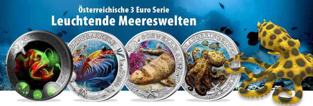 Österreich 3 Euro Leuchtende Meereswelten